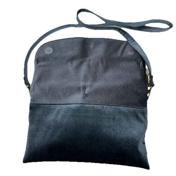 Anthropologie Blue Velvet Corded Shoulder & Crossbody Clutch Bag New Without Tag - Picture 4 of 16